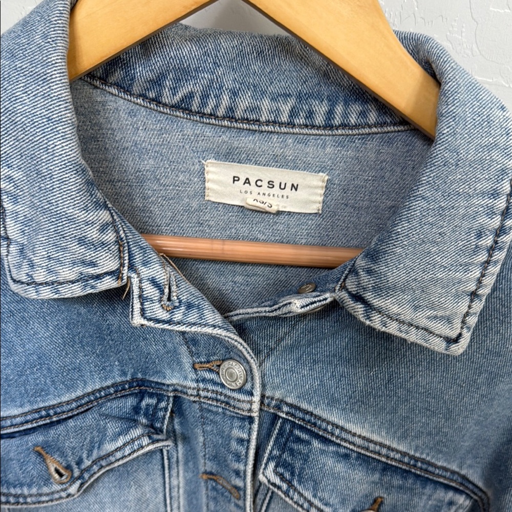 PacSun Light Blue Cropped Denim Jacket xs/s - Picture 4 of 5